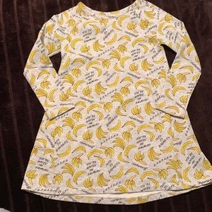 Tucker+Tate Girl’s Grey Long-sleeve A-line Dress W/Banana Print. Sz 6Y. EUC.